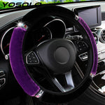 YOSOLO Universal 37-38cm Diameter Soft Plush Rhinestone Car Steering Wheel Cover Interior Accessories Steering-Cover Car-styling