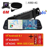 Dual 1080P 4G Android 8.1 10 Inch Stream Media Car Rearview Mirror Bluetooth Camera Car Dvr ADAS Super Night WiFi GPS Dash Cam