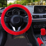 Car Steering Wheel Cover Gearshift Handbrake Cover Protector Decoration Warm Super Thick Plush Collar Soft Black Pink Women Man