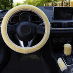 Car Steering Wheel Cover Gearshift Handbrake Cover Protector Decoration Warm Super Thick Plush Collar Soft Black Pink Women Man