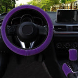 Car Steering Wheel Cover Gearshift Handbrake Cover Protector Decoration Warm Super Thick Plush Collar Soft Black Pink Women Man