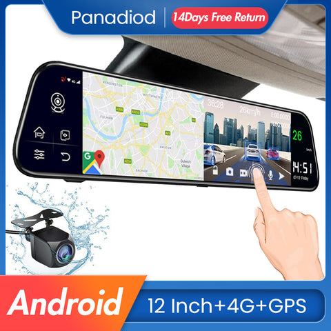12 Inch Car DVR Android 8.1 4G WiFi GPS  Navigation Rearview Mirror Auto Recorder Car DVR Mirror Dash Camera FHD Car Mirror