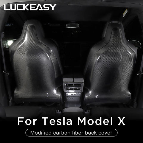 LUCKEASY For Tesla Model X car mirror/rear wing spoiler/steering wheel patch real carbonfiber accessories modification 15PCS