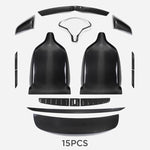 LUCKEASY For Tesla Model X car mirror/rear wing spoiler/steering wheel patch real carbonfiber accessories modification 15PCS