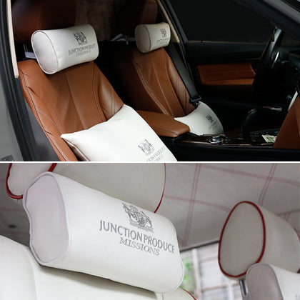 White Leather JP Junction Produce Vip Car Throw Pillows Cushion Backrest Headrest Neck Pillow Shoulder Pad For Auto Interior