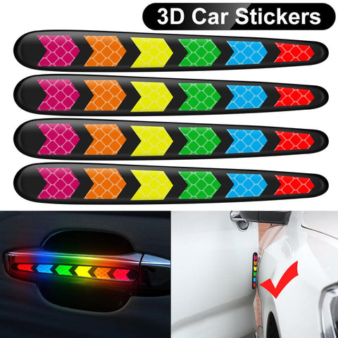 4pcs Car Door Protective Stickers Car Rear View Mirror Stickers Reflective Tape Car Accessories Exterior Car Styling Auto Produc