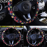 Car Steering Wheel Cover Flowers Print Anti-slip Car Styling Elastic 38cm Steering Covers Universal Interior Accessories