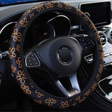 Car Steering Wheel Cover Flowers Print Anti-slip Car Styling Elastic 38cm Steering Covers Universal Interior Accessories