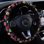Car Steering Wheel Cover Flowers Print Anti-slip Car Styling Elastic 38cm Steering Covers Universal Interior Accessories