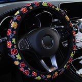 Car Steering Wheel Cover Flowers Print Anti-slip Car Styling Elastic 38cm Steering Covers Universal Interior Accessories