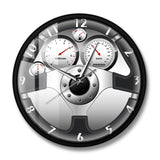 Sport Car Steering Wheel and Dashboard Printed Wall Clock Automobile Artwork Home Decor Automotive Drive Auto Style Wall Watch