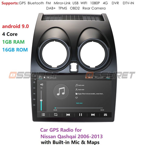 Android 9.0 Car Radio Multimedia Video Player Navigation GPS For Nissan Qashqai J10 2006 2007 2008 2009-2013 No 2 Din DVD