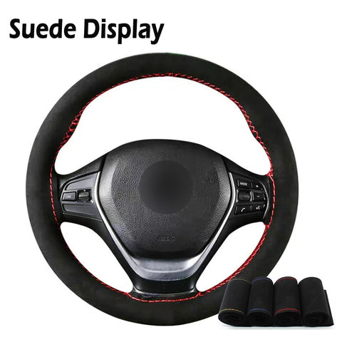 DIY Genuine Leather Suede leather Artificial leather Braid On Steering Wheel Car Steering Wheel Cover With Needles