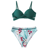 CUPSHE Push Up Floral Wrap Bikini Sets Women Sexy Thong Two Pieces Swimsuits 2021 New Girl Beach Bathing Suits Swimwear