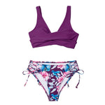 CUPSHE Yellow And Lemon Print Mid-Waist Bikini Sets Swimsuit Women Sexy Lace Up Two Pieces Swimwear 2021 New Beach Bathing Suits