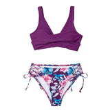 CUPSHE Yellow And Lemon Print Mid-Waist Bikini Sets Swimsuit Women Sexy Lace Up Two Pieces Swimwear 2021 New Beach Bathing Suits