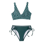CUPSHE Yellow And Lemon Print Mid-Waist Bikini Sets Swimsuit Women Sexy Lace Up Two Pieces Swimwear 2021 New Beach Bathing Suits