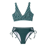 CUPSHE Yellow And Lemon Print Mid-Waist Bikini Sets Swimsuit Women Sexy Lace Up Two Pieces Swimwear 2021 New Beach Bathing Suits