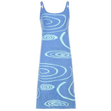 HEYounGIRL Sleeveless Knitted Tank Dress Women Sweater Backless Elegant Midi Dresses Green Casual Print Summer Party Cut Out Y2K