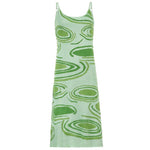 HEYounGIRL Sleeveless Knitted Tank Dress Women Sweater Backless Elegant Midi Dresses Green Casual Print Summer Party Cut Out Y2K