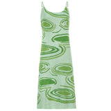 HEYounGIRL Sleeveless Knitted Tank Dress Women Sweater Backless Elegant Midi Dresses Green Casual Print Summer Party Cut Out Y2K