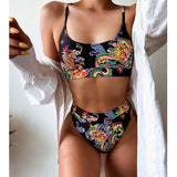 Mossha Bandeau high waist bikini Push up swimwear women 2021 Dragon printed sexy bikini set Retro swimsuit female Bathing suit
