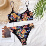 Mossha Bandeau high waist bikini Push up swimwear women 2021 Dragon printed sexy bikini set Retro swimsuit female Bathing suit