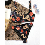 Mossha Bandeau high waist bikini Push up swimwear women 2021 Dragon printed sexy bikini set Retro swimsuit female Bathing suit